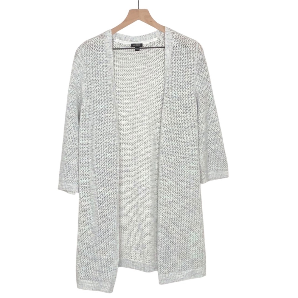 J.Jill Wearever Collection Cardigan Open Front Loose Knit Longline Cotton Blend